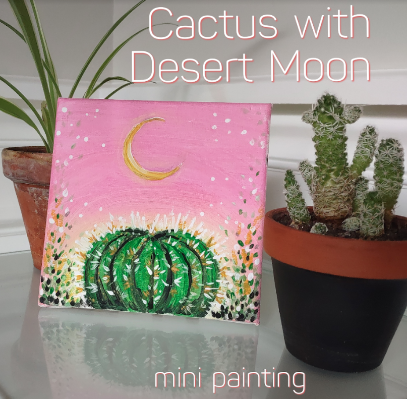 Cactus And Moon Painting good